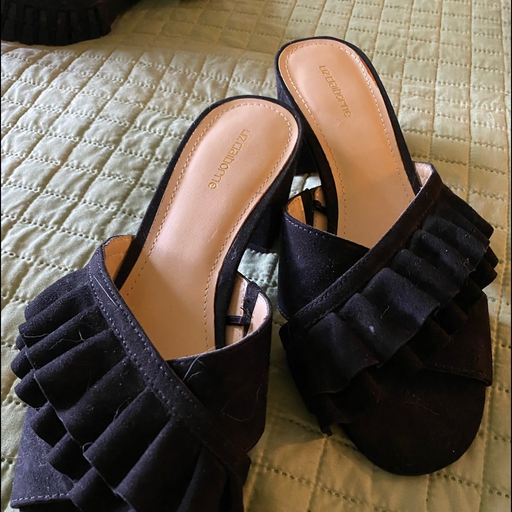 Liz Claiborne black slides.